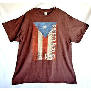 Gildan Puerto Rico 1493 Men's Burgundy Tee Shirt XL